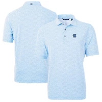 Men's Cutter & Buck  Carolina Blue North Carolina Tar Heels Alumni Logo DryTec Virtue Eco Pique Botanical Print Recycled Polo