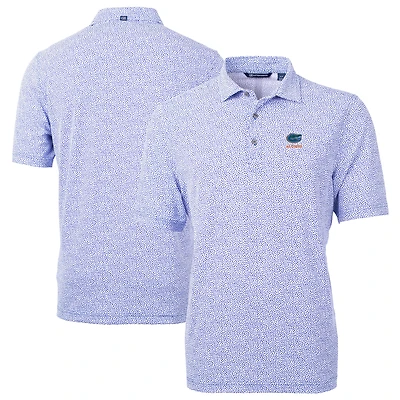 Men's Cutter & Buck  Royal Florida Gators Alumni Logo DryTec Virtue Eco Pique Botanical Print Recycled Polo