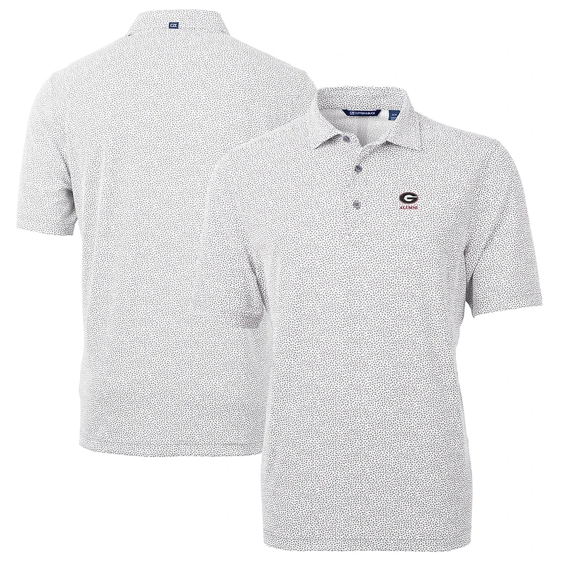 Men's Cutter & Buck  Gray Georgia Bulldogs Alumni Logo DryTec Virtue Eco Pique Botanical Print Recycled Polo