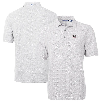 Men's Cutter & Buck  Gray Georgia Bulldogs Alumni Logo DryTec Virtue Eco Pique Botanical Print Recycled Polo