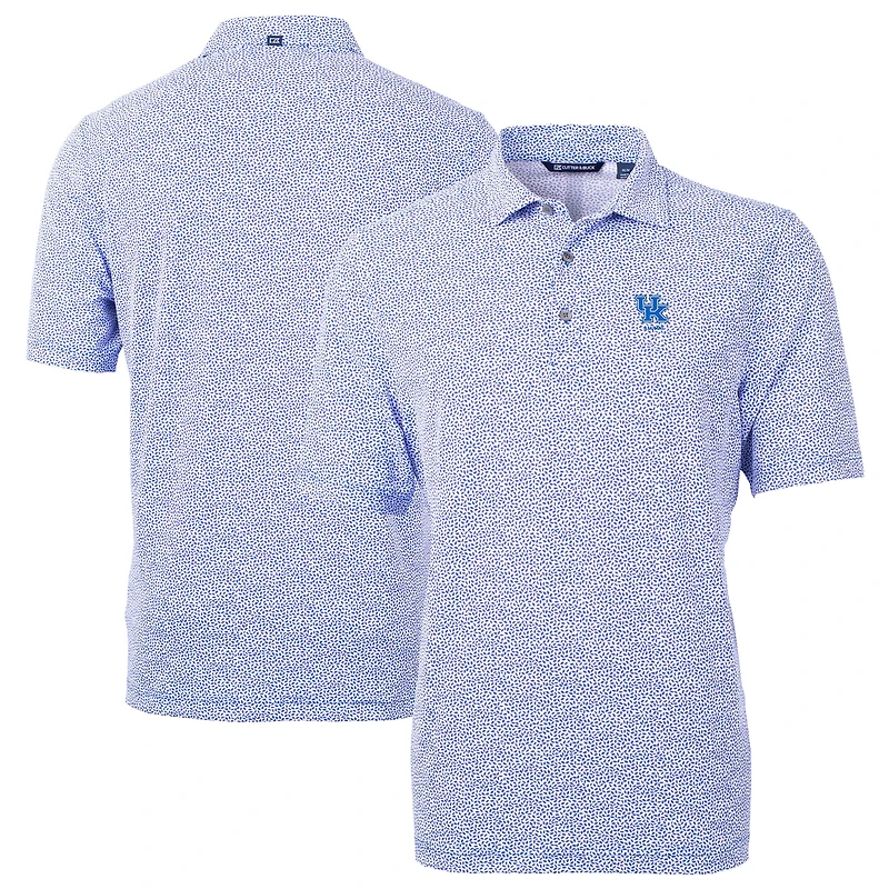 Men's Cutter & Buck  Royal Kentucky Wildcats Alumni Logo DryTec Virtue Eco Pique Botanical Print Recycled Polo