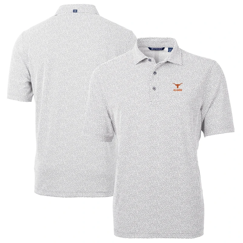 Men's Cutter & Buck  Gray Texas Longhorns Alumni Logo DryTec Virtue Eco Pique Botanical Print Recycled Polo