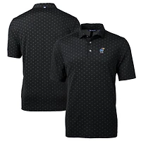 Men's Cutter & Buck  Black Kansas Jayhawks Alumni Logo Virtue Eco Pique Tile Print Recycled Polo
