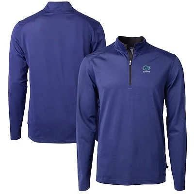 Men's Cutter & Buck  Royal Florida Gators Alumni Logo DryTec Virtue Eco Pique Micro Stripe Recycled Quarter-Zip Pullover Top