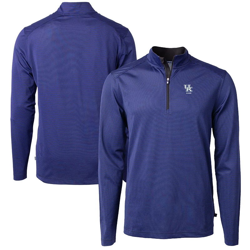 Men's Cutter & Buck  Royal Kentucky Wildcats Alumni Logo DryTec Virtue Eco Pique Micro Stripe Recycled Quarter-Zip Pullover Top