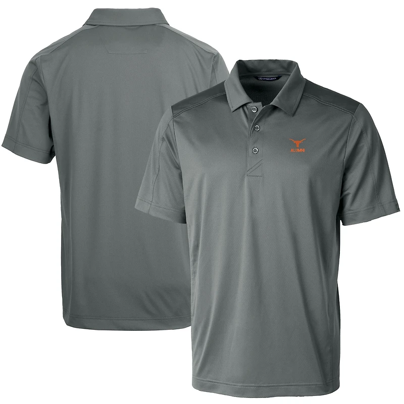 Men's Cutter & Buck Gray Texas Longhorns Alumni Logo Prospect Textured Stretch Polo
