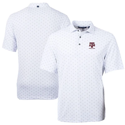 Men's Cutter & Buck  White Texas A&M Aggies Alumni Logo Virtue Eco Pique Tile Print Recycled Polo