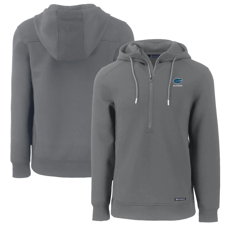 Men's Cutter & Buck  Gray Florida Gators Alumni Logo Roam Eco Recycled Half-Zip Pullover Hoodie