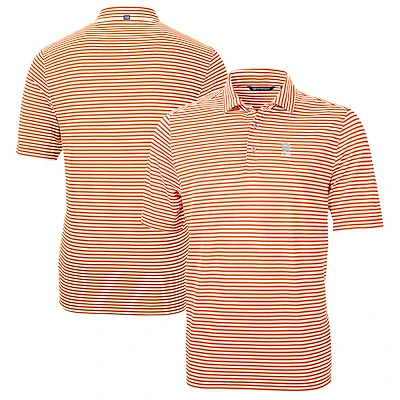 Men's Cutter & Buck  Orange Clemson Tigers Alumni Logo Virtue Eco Pique Stripe Recycled Polo