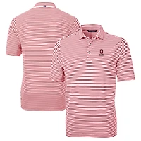 Men's Cutter & Buck  Scarlet Ohio State Buckeyes Alumni Logo Virtue Eco Pique Stripe Recycled Polo