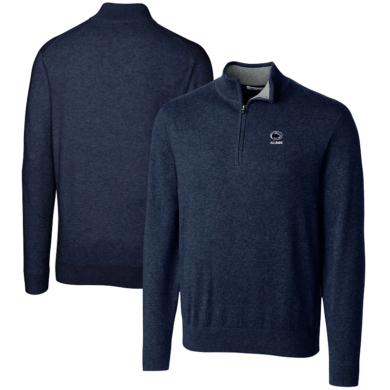 Men's Cutter & Buck Navy Penn State Nittany Lions Alumni Logo Lakemont Tri-Blend Quarter-Zip Pullover Sweater