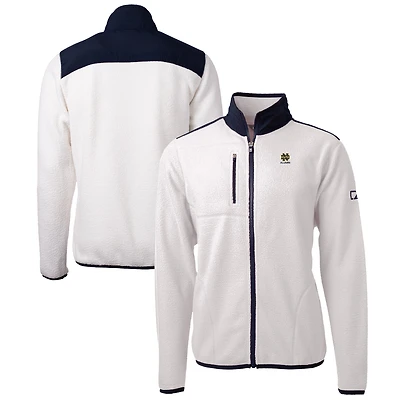 Men's Cutter & Buck  Oatmeal Notre Dame Fighting Irish Alumni Logo Cascade Eco Sherpa Fleece Full-Zip Jacket
