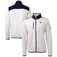 Men's Cutter & Buck  Oatmeal Notre Dame Fighting Irish Alumni Logo Cascade Eco Sherpa Fleece Full-Zip Jacket