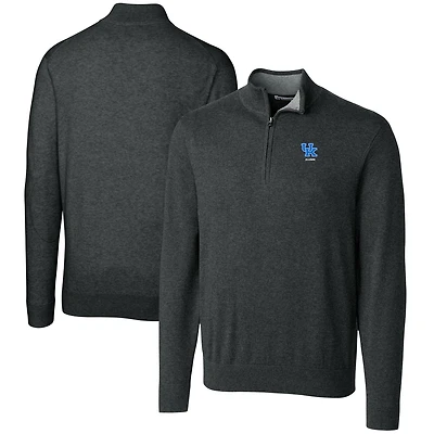 Men's Cutter & Buck  Heather Charcoal Kentucky Wildcats Alumni Logo Lakemont Tri-Blend Quarter-Zip Pullover Sweater