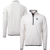 Men's Cutter & Buck  Oatmeal North Carolina Tar Heels Alumni Logo Cascade Eco Sherpa Fleece Quarter-Zip Pullover Jacket