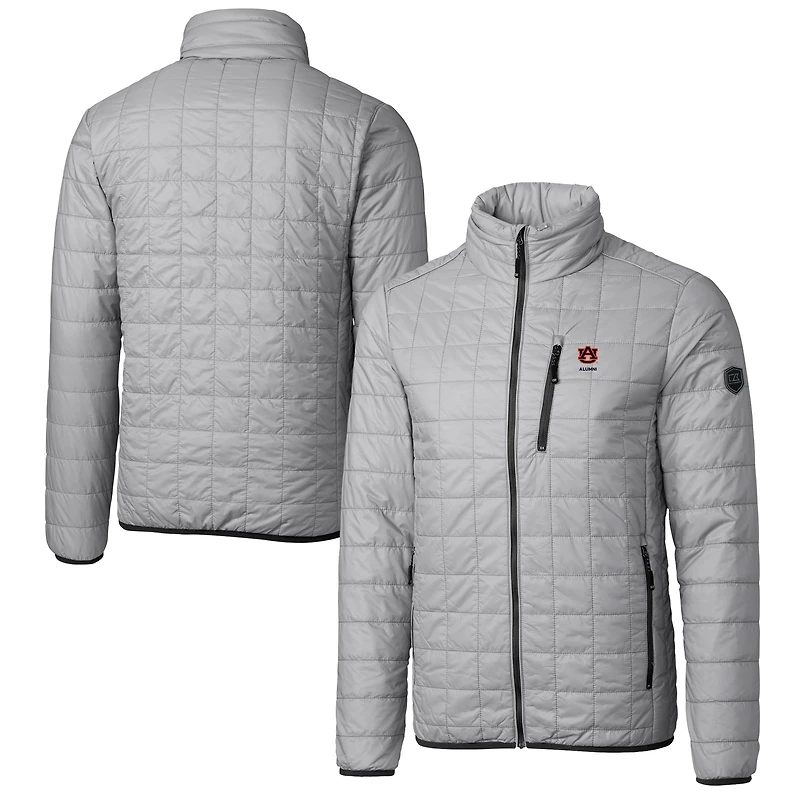 Men's Cutter & Buck  Gray Auburn Tigers  Rainier PrimaLoft Eco Insulated Full-Zip Puffer Vest