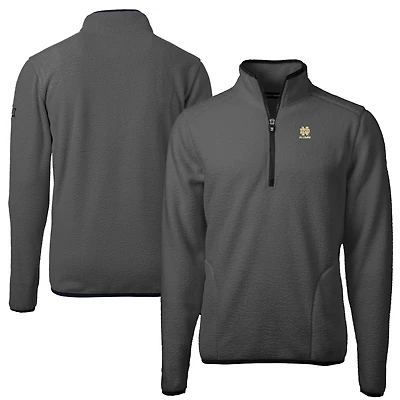 Men's Cutter & Buck  Gray Notre Dame Fighting Irish Alumni Logo Cascade Eco Sherpa Fleece Quarter-Zip Pullover Jacket