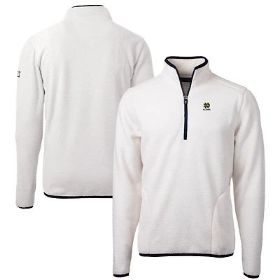 Men's Cutter & Buck  Oatmeal Notre Dame Fighting Irish Alumni Logo Cascade Eco Sherpa Fleece Quarter-Zip Pullover Jacket