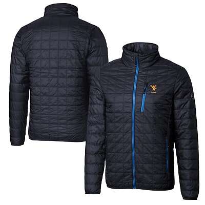 Men's Cutter & Buck  Navy West Virginia Mountaineers Alumni Logo Rainier PrimaLoft Eco Insulated Full-Zip Puffer Vest