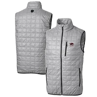 Men's Cutter & Buck  Gray Arkansas Razorbacks Alumni Logo Rainier PrimaLoft Eco Insulated Full-Zip Puffer Vest
