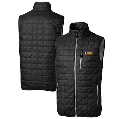Men's Cutter & Buck  Black LSU Tigers Alumni Logo Rainier PrimaLoft Eco Insulated Full-Zip Puffer Vest