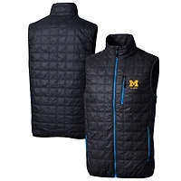 Men's Cutter & Buck  Navy Michigan Wolverines Alumni Logo Rainier PrimaLoft Eco Insulated Full-Zip Puffer Vest