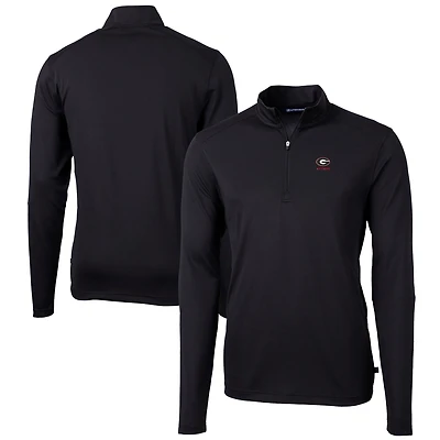 Men's Cutter & Buck  Black Georgia Bulldogs Alumni Logo Virtue Eco Pique Recycled Quarter-Zip Pullover Top
