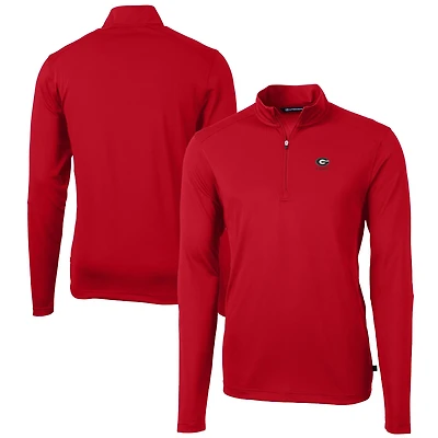 Men's Cutter & Buck Georgia Bulldogs Alumni Logo Virtue Eco Pique Recycled Quarter-Zip Pullover Top