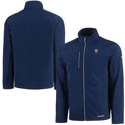 Men's Cutter & Buck Navy Auburn Tigers Alumni Logo Evoke Eco Softshell Recycled Full-Zip Jacket