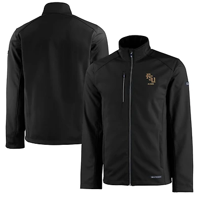 Men's Cutter & Buck  Black Florida State Seminoles Alumni Logo Evoke Eco Softshell Recycled Full-Zip Jacket
