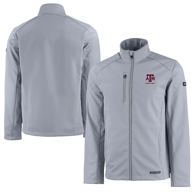 Men's Cutter & Buck  Gray Texas A&M Aggies Alumni Logo Evoke Eco Softshell Recycled Full-Zip Jacket