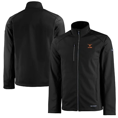 Men's Cutter & Buck  Black Texas Longhorns Alumni Logo Evoke Eco Softshell Recycled Full-Zip Jacket
