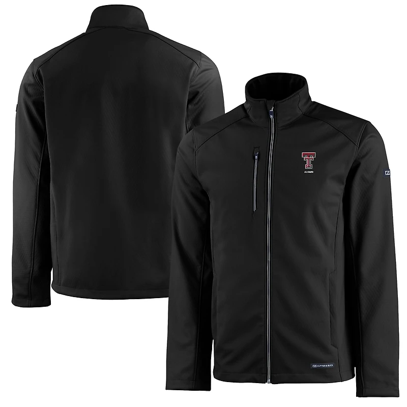 Men's Cutter & Buck  Black Texas Tech Red Raiders Alumni Logo Evoke Eco Softshell Recycled Full-Zip Jacket