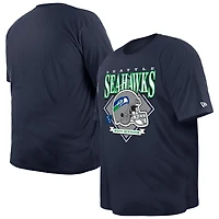 Men's New Era College Navy Seattle Seahawks Big & Tall Helmet Historic Mark T-Shirt