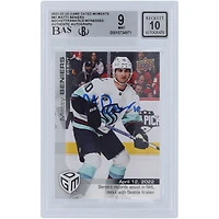 Matty Beniers Seattle Kraken Autographed 2021-22 Upper Deck Game Dated Moments NHL Debut #81 Beckett Fanatics Witnessed Authenticated 9/10 Rookie Card