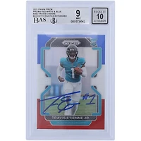 Travis Etienne Jacksonville Jaguars Autographed 2021 Panini Prizm Red White & Blue #344 Beckett Fanatics Witnessed Authenticated 9/10 Rookie Card