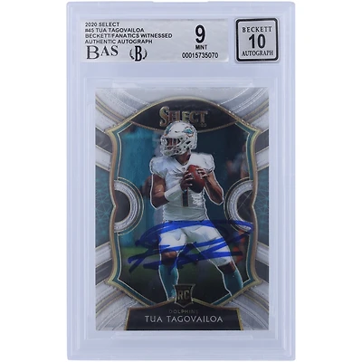 Tua Tagovailoa Miami Dolphins Autographed 2020 Panini Select Concourse #45 Beckett Fanatics Witnessed Authenticated 9/10 Rookie Card
