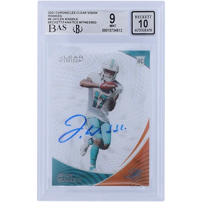 Jaylen Waddle Miami Dolphins Autographed 2021 Panini Clear Vision Rookies #CVR-6 Beckett Fanatics Witnessed Authenticated /10 Rookie Card