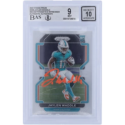 Jaylen Waddle Miami Dolphins Autographed 2021 Panini Prizm Orange Ink #338 Beckett Fanatics Witnessed Authenticated 9/10 Rookie Card