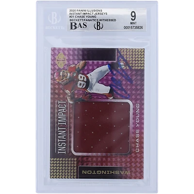 Chase Young Washington Commanders Autographed 2020 Panini Illusions Instant Impact Jerseys Relic #II21 Beckett Fanatics Witnessed Authenticated 9/10 Rookie Card