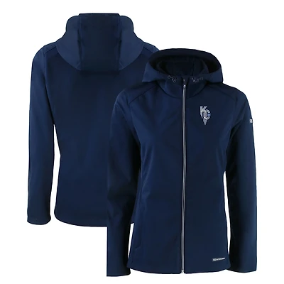 Women's Cutter & Buck  Navy Kansas City Royals City Connect Evoke Eco Softshell Recycled Full-Zip Jacket