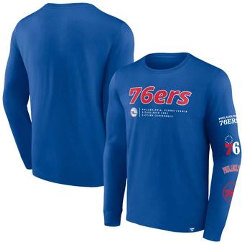 Men's Fanatics Royal Philadelphia 76ers Baseline Long Sleeve T-Shirt