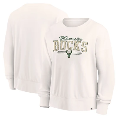 Women's Fanatics Cream Milwaukee Bucks Close the Game Pullover Sweatshirt