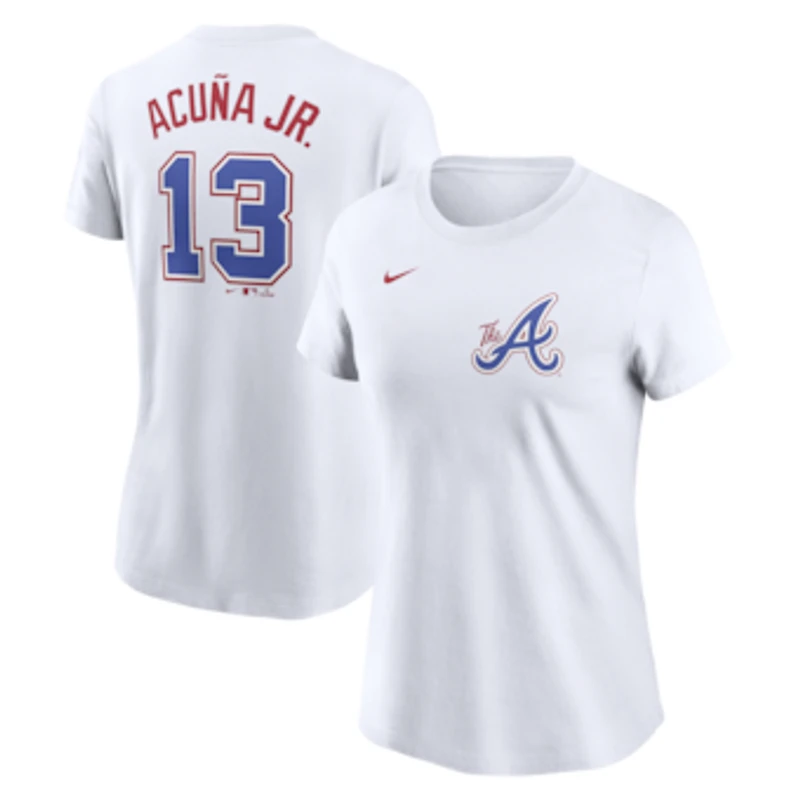 Women's Nike Ronald Acuña Jr. White Atlanta Braves 2024 City Connect Fuse Name & Number T-Shirt