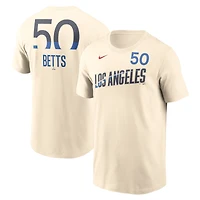 Men's Nike Mookie Betts Cream Los Angeles Dodgers 2024 City Connect Fuse Name & Number T-Shirt