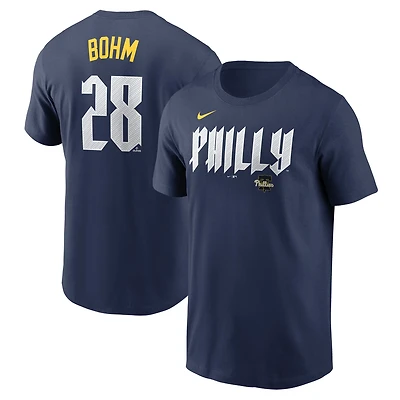 Men's Nike Alec Bohm Navy Philadelphia Phillies 2024 City Connect Fuse Name & Number T-Shirt