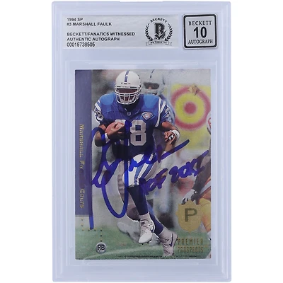 Marshall Faulk Indianapolis Colts Autographed 1994 Upper Deck SP #3 Beckett Fanatics Witnessed Authenticated 10 Rookie Card with "HOF 20XI" Inscription