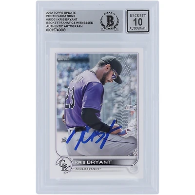 Kris Bryant Colorado Rockies Autographed 2022 Topps Update Photo Variation #US301 Beckett Fanatics Witnessed Authenticated 10 Card