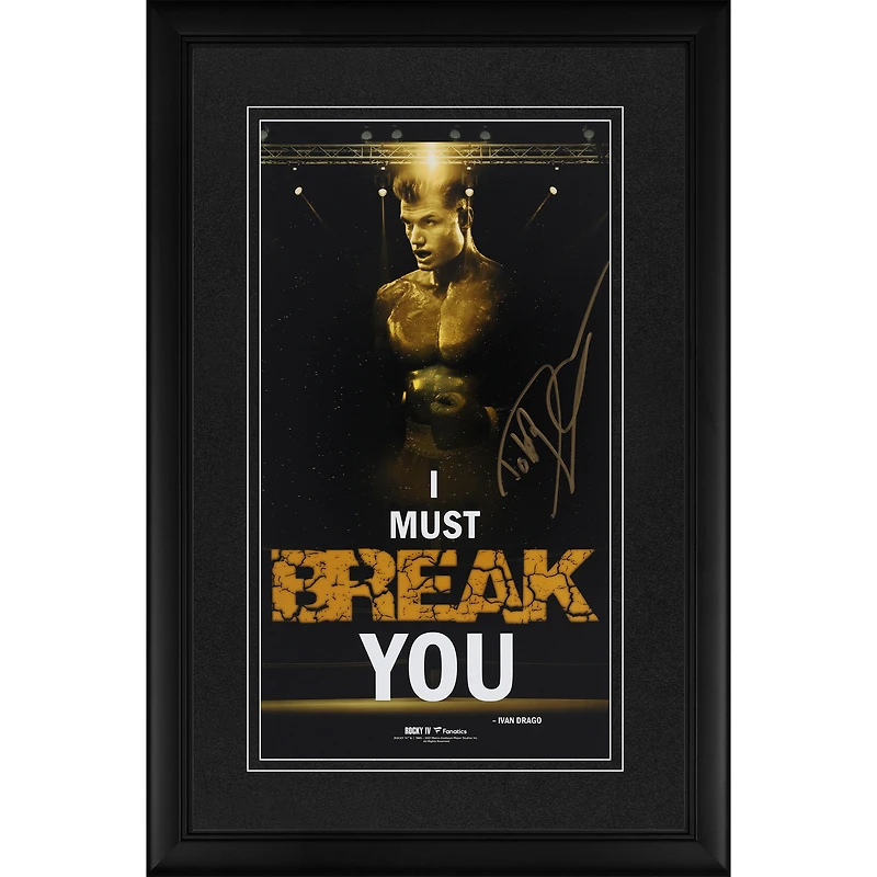 Dolph Lundgren Rocky IV Autographed Framed 10" x 18" "I Must Break You" Ivan Drago Movie Quote Vertical Panoramic Photograph