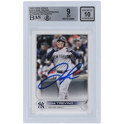 Jose Trevino New York Yankees Autographed 2022 Topps Update #US10 Beckett Fanatics Witnessed Authenticated 9/10 Card